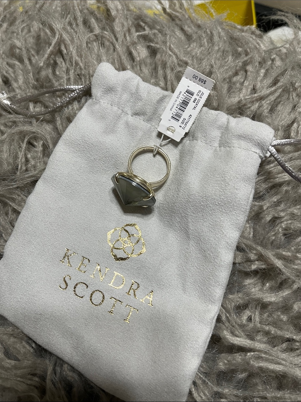 Kendra Scott Silver Ring with Gray-Green Stone